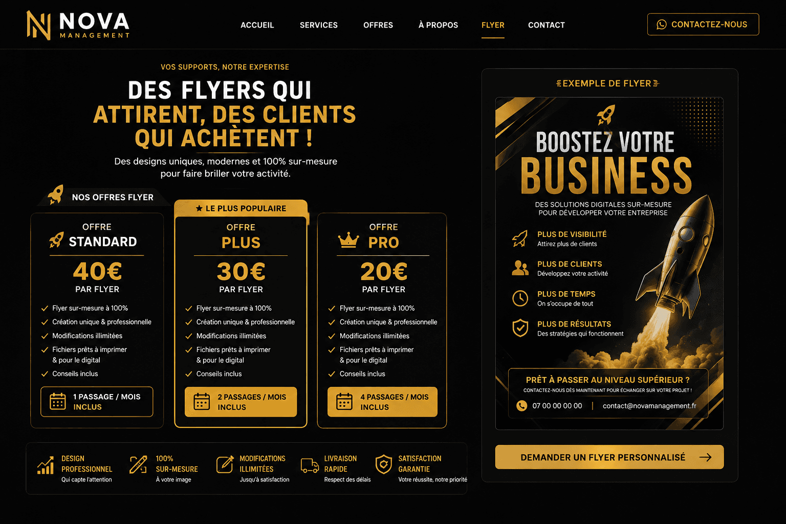 Exemple de flyer marketing NOVA Management